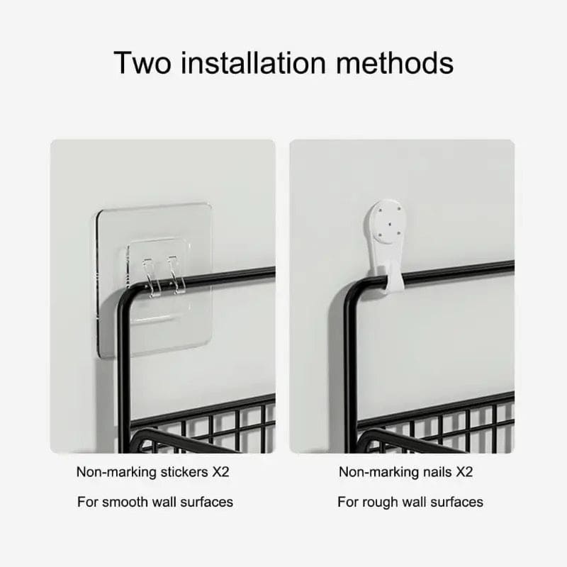 2 Layer Shelving Basket, Wall Mounted Bathroom Rack, Multifunctional Toiletries Organizer, Free Punch Condiment Storage Basket, Kitchen Wall-mounted Storage Basket 2 Layer Shelving Basket, Wall Mounted Bathroom Rack, Multifunctional Toiletries Organizer, Free Punch Condiment Storage Basket, Kitchen Wall-mounted Storage Basket